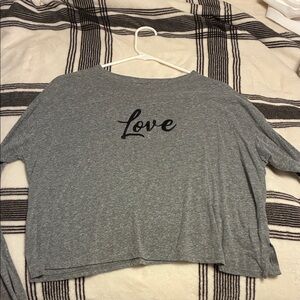 Gray Love Print Women's Top